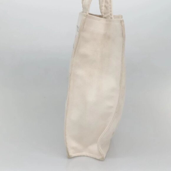 CHANEL COCO Mark Tote Bag Canvas White Silver CC - Picture 5 of 15